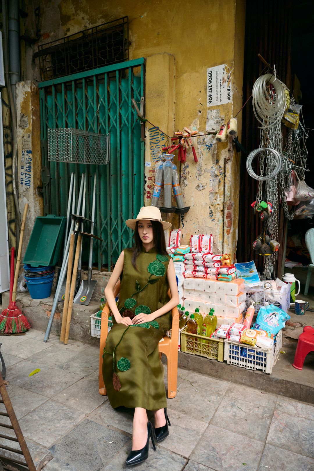 Váy áo dài nâu