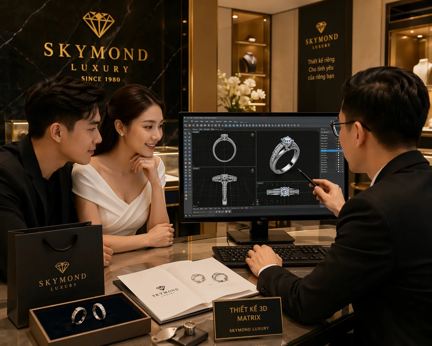 kinh nghiệm chọn mua nhẫn cầu hôn skymond